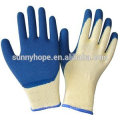 Gants revêtus de latex bleu en latex avec doublure en coton